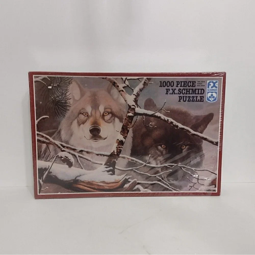 New 1000 Piece FX Schmid Jigsaw Puzzle Wolves Eyes In The Mist 1998 Sealed Read